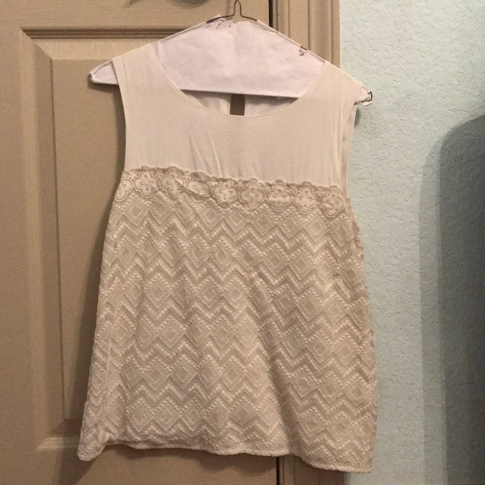 Cream lace tank top, perfect for spring.